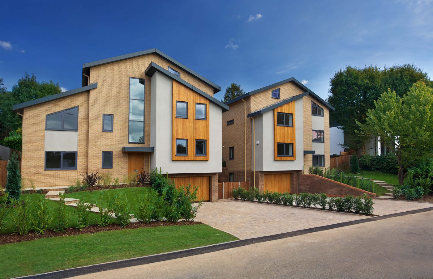 Pair of new brick and timber houses